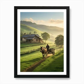 Horse Drawn Wagon In The Countryside Art Print