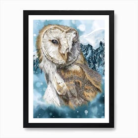 Barn Owl In Winter Art Print