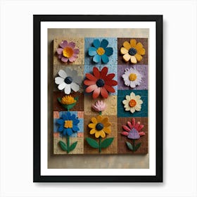 Puzzle Flowers Art Print