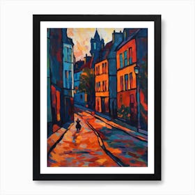 Painting Of Edinburgh Scotland With A Cat In The Style Of Fauvism 2 Art Print