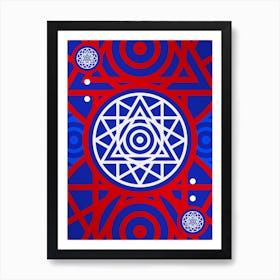 Geometric Abstract Glyph in White on Red and Blue Array n.0048 Art Print