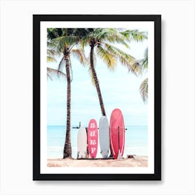 Choose Your Surfboard In Pink Art Print