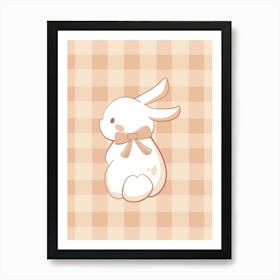 Soft Brown, Gingham Bunny Art Print