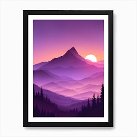 Misty Mountains Vertical Composition In Purple Tone 45 Poster