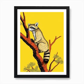 Yellow Raccoon In A Tree  Art Print