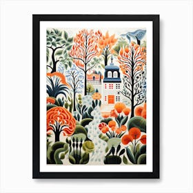 Fredriksdal Museum And Gardens Sweden Modern Illustration 1 Art Print