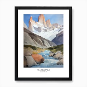 Patagonia Argentina Watercolour Travel Poster 3 Art Print