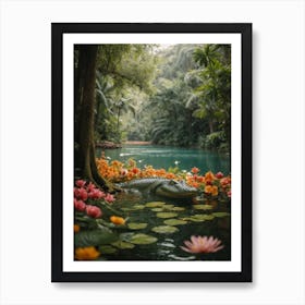 Alligator In The Jungle Print Art Print