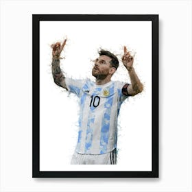 Lionel Messi Captain Argentina Watercolor Art Print