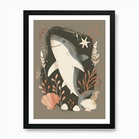 Muted Pastel Seascape Shark 3 Art Print