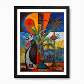 Paradise With A Cat 1 Surreal Joan Miro Style  Art Print