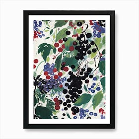 Blackcurrant Fruit Drawing 4 Art Print