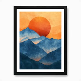 Sunset Over Mountains Art Print