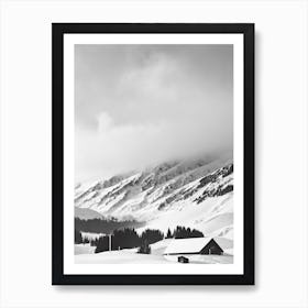 Treble Cone, New Zealand Black And White Skiing Poster Art Print