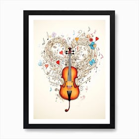 Musical Heart Instrument And Notes 3 Art Print