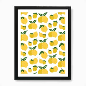 Lemon Pattern Vintage Art Print