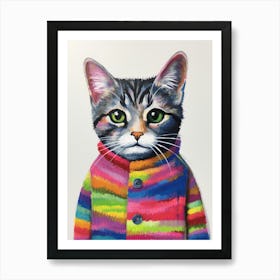 Baby Animal Wearing Sweater Cat 3 Art Print