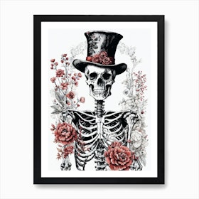 Floral Skeleton With Hat Ink Painting (15) by C4Dart on DeviantArt