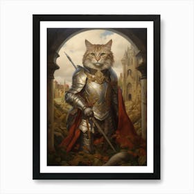 Cat In Medieval Armour 1 Art Print