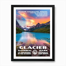 Vintage WPA-style Glacier National Park Poster Art Print