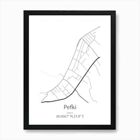 Pefki,Greece Minimalist Map Art Print