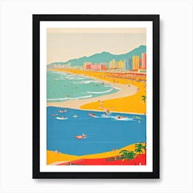 Haeundae Beach Busan South Korea Midcentury Art Print