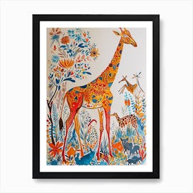 Giraffe In The Nature Illustration 3 Art Print