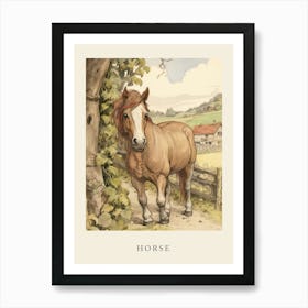 Beatrix Potter Inspired  Animal Watercolour Horse 2 Art Print
