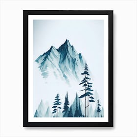 Mountain And Forest In Minimalist Watercolor Vertical Composition 362 Art Print