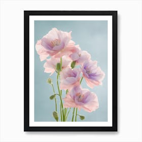 Delphinium Flowers Acrylic Painting In Pastel Colours 4 Art Print