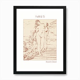 Line Art Minimalist – Vénus – Alexandre Cabanel 1875 – Classic Painting 1 Art Print