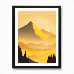 Misty Mountains Vertical Composition In Yellow Tone 41 Art Print
