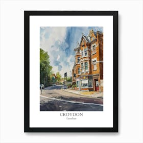 Croydon London Borough   Street Watercolour 4 Poster Art Print