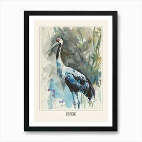 Crane Colourful Watercolour 1 Poster Art Print