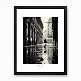 Poster Of Milan, Italy, Black And White Analogue Photography 1 Art Print