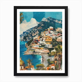 Amalfi Italy   Retro Collage Style 3 Art Print