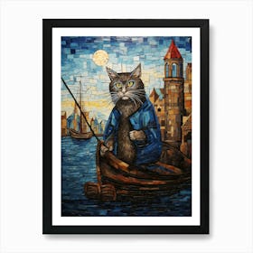 Cat On A Boat As A Medieval Sailor Art Print