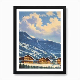 Schladming, Austria Ski Resort Vintage Landscape 1 Skiing Poster Art Print