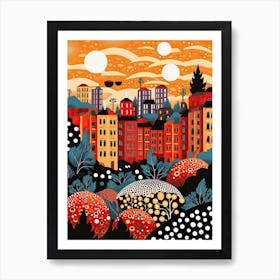 Stockholm, Illustration In The Style Of Pop Art 1 Art Print