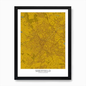 Sheffield Yellow Blue Map Art Print