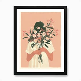 Spring Girl With Pink Flowers 3 Art Print