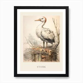 Beatrix Potter Inspired  Animal Watercolour Stork 3 Art Print