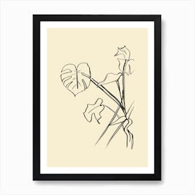 Monstera Swiss Cheese Plant Drawing Art Print