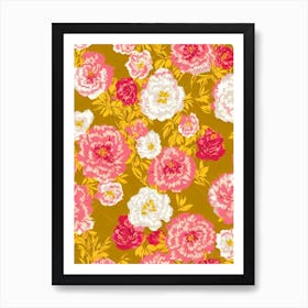 Peony Floral Print Retro Pattern 2 Flower Art Print