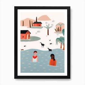 Summer In India, Tiny People And Illustration 2 Art Print