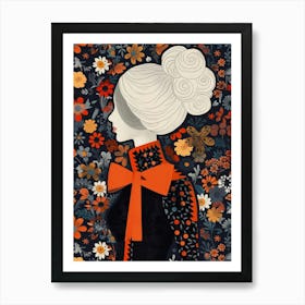 Lady In Black And Orange Art Print