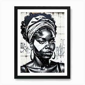 Vintage Graffiti Mural Of Beautiful Black Woman 121 Art Print