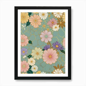 Floral Pastel Honeycomb Poster