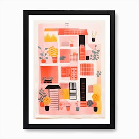 A House In Kyoto, Abstract Risograph Style 2 Art Print