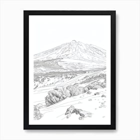 Mount Etna Italy Line Drawing 8 Art Print